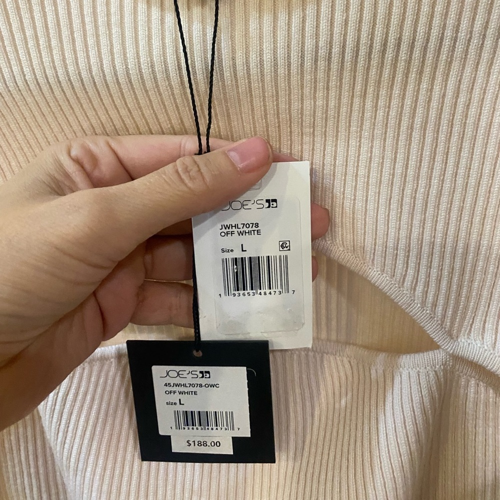 Brand new with tags! Joe’s Jeans Wool Cream Ribbed Cutout Sweater - Picture 2 of 5